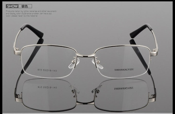 Men's Half Rim Alloy Front Rim Eyeglasses 872 Semi Rim Bclear   