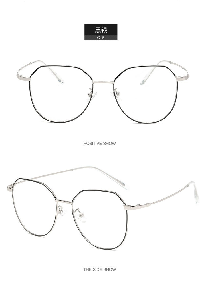 Unisex Eyeglasses Anti Blue Light Metal Frame 15.1g Anti Blue Brightzone C5- black silver  