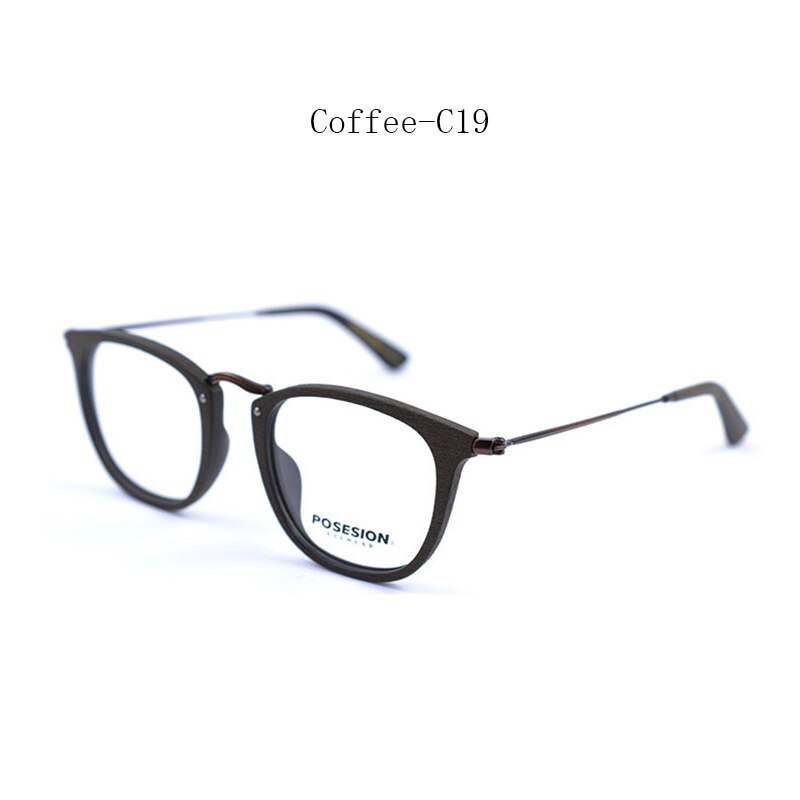 Hdcrafter Unisex Full Rim Round Metal Acetate Frame Eyeglasses Ps9121 Full Rim Hdcrafter Eyeglasses Coffee  