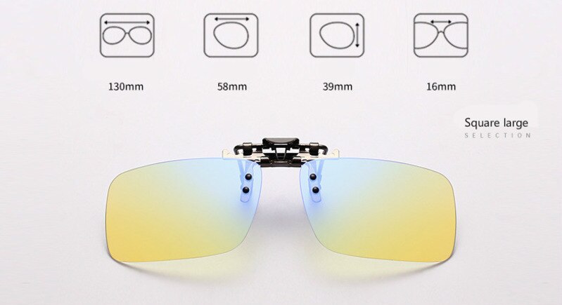 Unisex Square Clip On Sunglasses Uv400  Hmc Clip On Sunglasses Brightzone Square large 1.50 