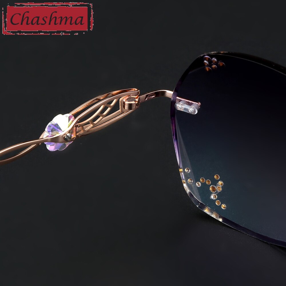 Chashma Ottica Women's Rimless Irregular Round Titanium Eyeglasses Tint Lenses 007 Rimless Chashma Ottica   