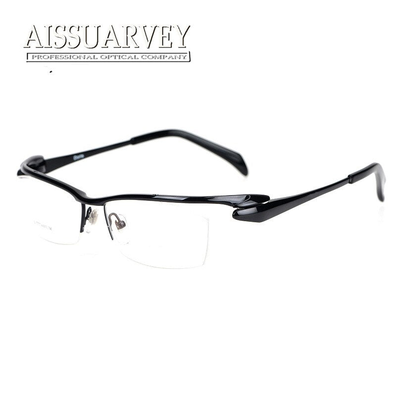 Men's Eyeglasses Semi Rim Pure Titanium 5508 Big Semi Rim Aissuarvey Eyeglasses black  