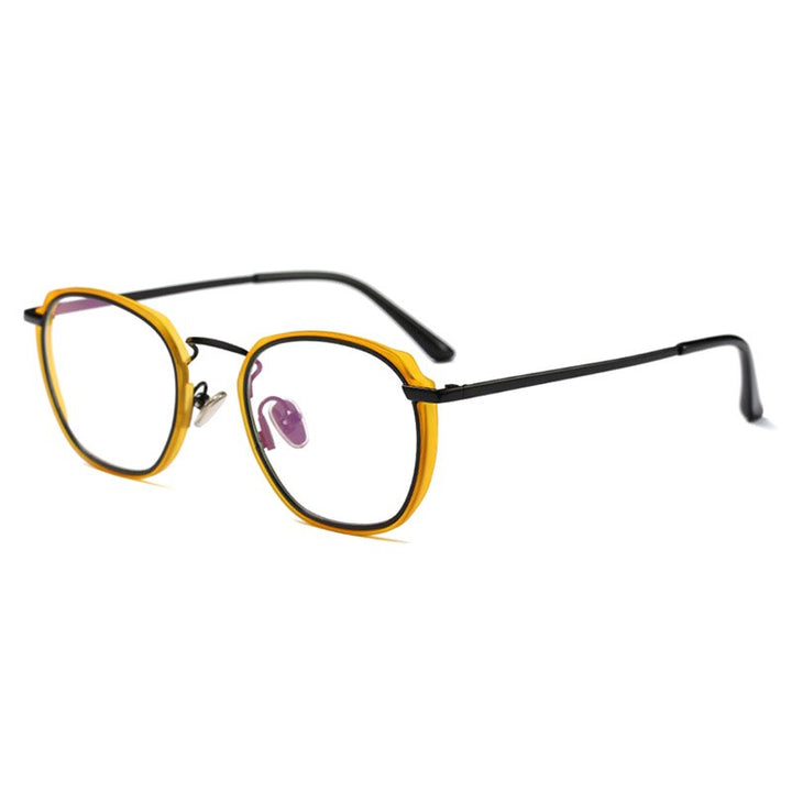 Hotony Unisex Full Rim Round Square Acetate Eyeglasses 1718063 Full Rim Hotony yellow  