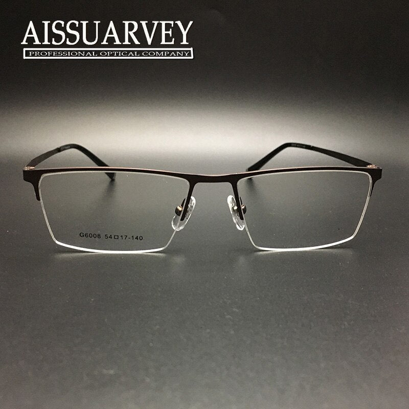 Men's Eyeglasses Alloy Half Rim Metal 6008 Semi Rim Bolluzzy Brown  