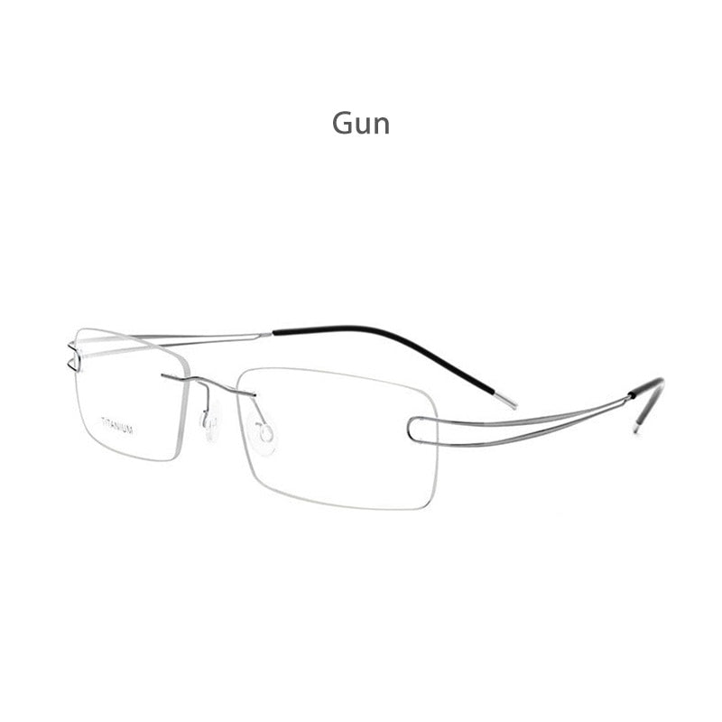 Hdcrafter Unisex Rimless Rectangle Titanium Frame Eyeglasses 50003 Rimless Hdcrafter Eyeglasses Gun  