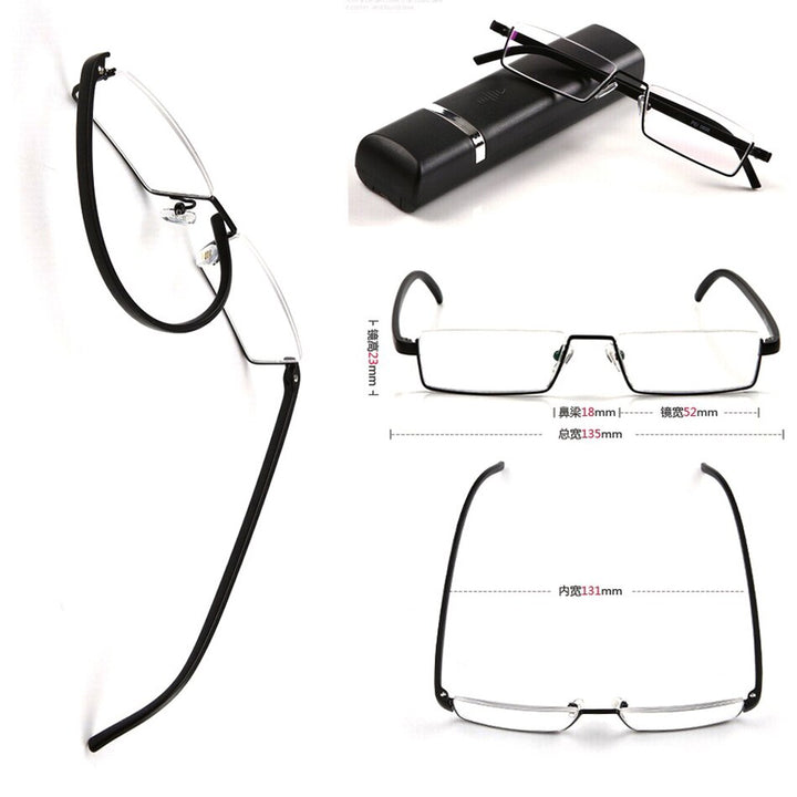 Brightzone Unisex Semi Rim Square Alloy Tr 90 Reading Glasses 1005 Reading Glasses Brightzone   