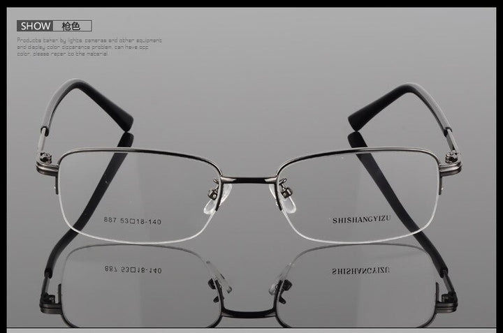 Men's Half Rim Eyeglasses Alloy Frame S887 Semi Rim Bclear   