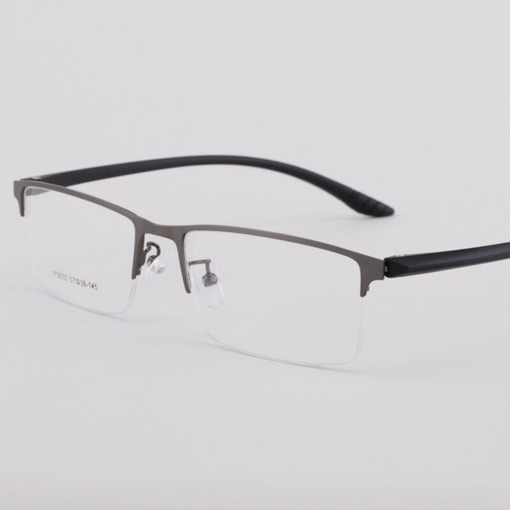 Men's Half Rim Titanium Frame Eyeglasses 9035 Semi Rim Bclear gray  