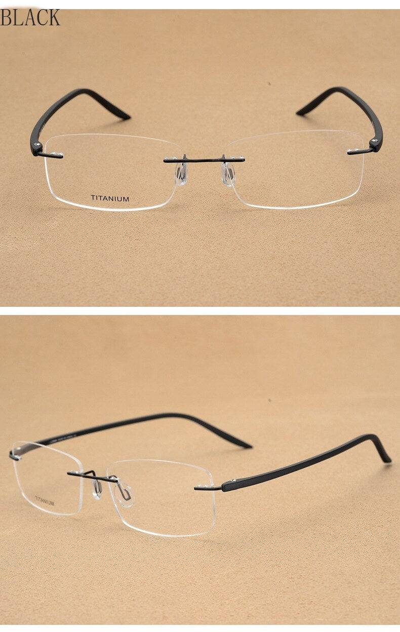 Hotony Unisex Rimless Alloy Frame Rectangle Lens Eyeglasses Rw003 Rimless Hotony   