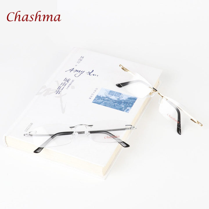 Chashma Ochki Unisex Rimless Rectangle Titanium Eyeglasses 6605 Rimless Chashma Ochki   