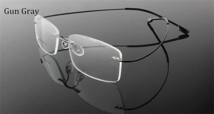 Men's Eyeglasses Rimless Titanium Alloy 772 Rimless Chashma gun gray  