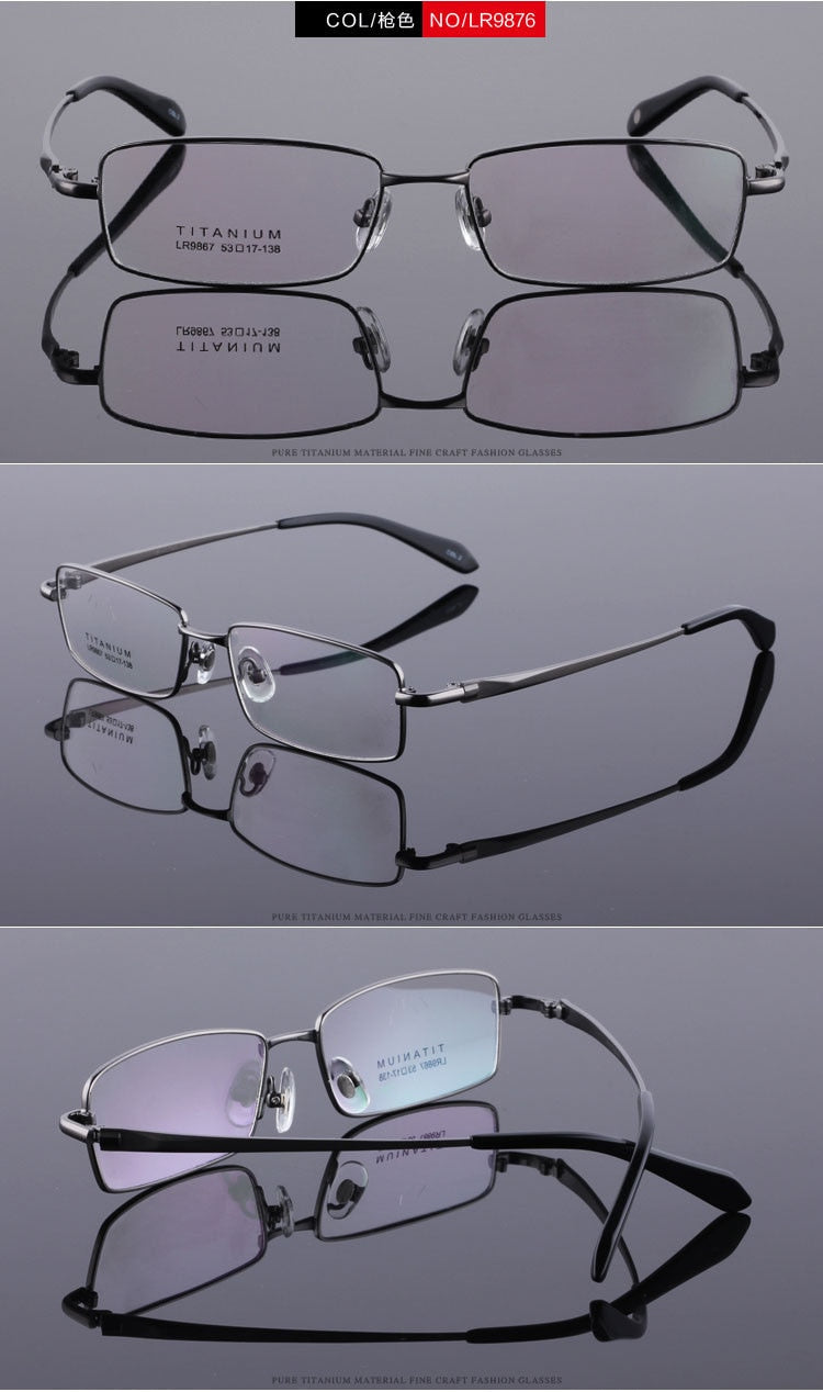 Men's Full Rim Square Titanium Frame Eyeglasses 9867 Full Rim Bclear   