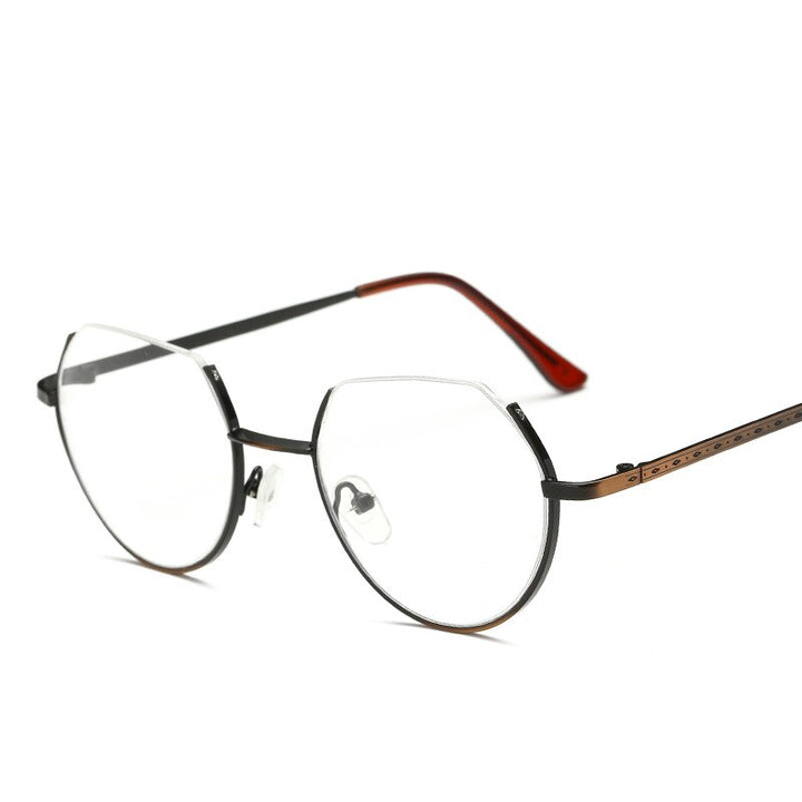 Unisex Eyeglasses Half Frame Metal Polygon 3221 Frame Brightzone Bronze  