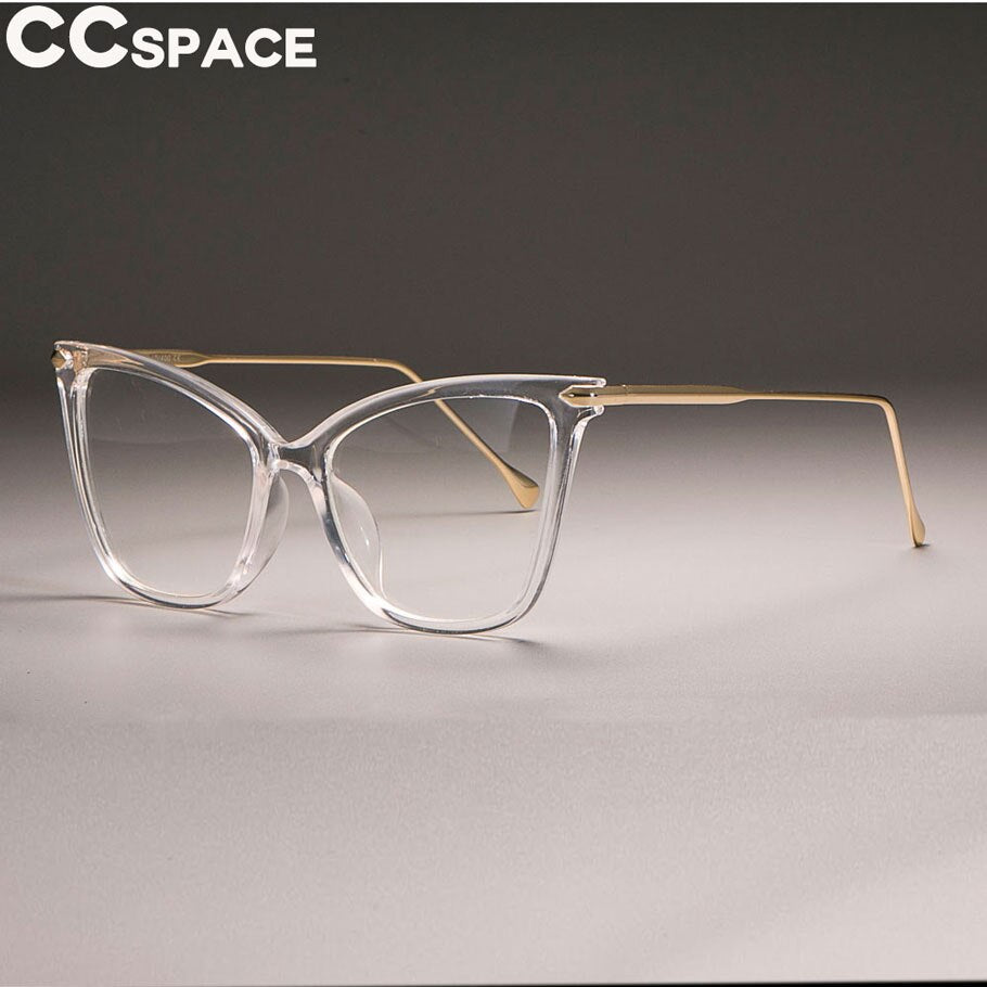 CCSpace Women's Full Rim Oversized Square Cat Eye Acetate Frame Eyeglasses 45077 Full Rim CCspace C8 clear  