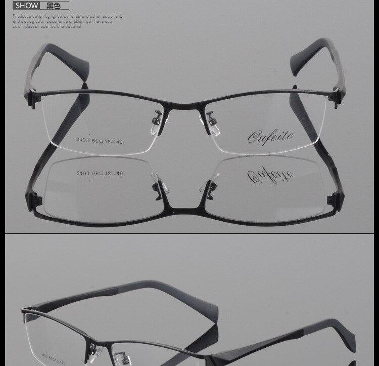 Men's Half Frame Eyeglasses Alloy Frame 2493 Frame Bclear   