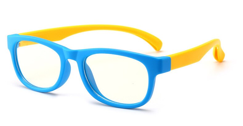 Unisex Ultraviolet Anti Blue Light Tr90 Round Eyeglasses Plastic Titanium Frame Anti Blue Brightzone Blue frame yellow  