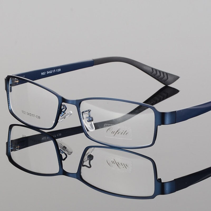 Men's Rectangular Alloy Frame Eyeglasses 902m Frame Bclear Blue  