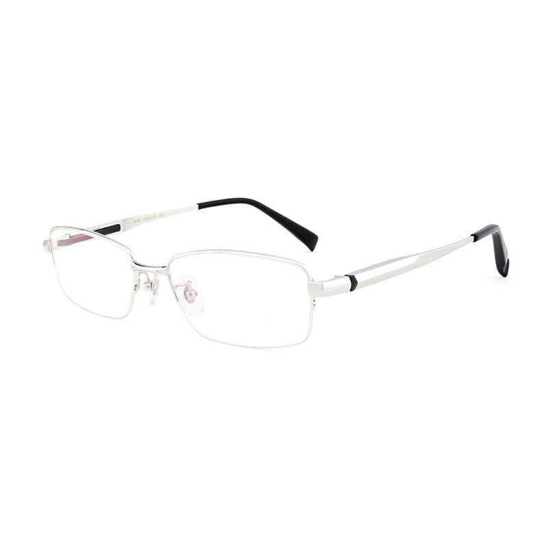 Hotochki Men's Full/Semi Rim Titanium Frame Progressive Reading Glasses 81133 Reading Glasses Hotochki +100 Half rim silver 