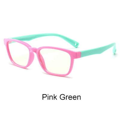 Ralferty Kids Square Eyeglasses Anti-blue Light TR90 Flexible M8140 Anti Blue Ralferty Pink Green  