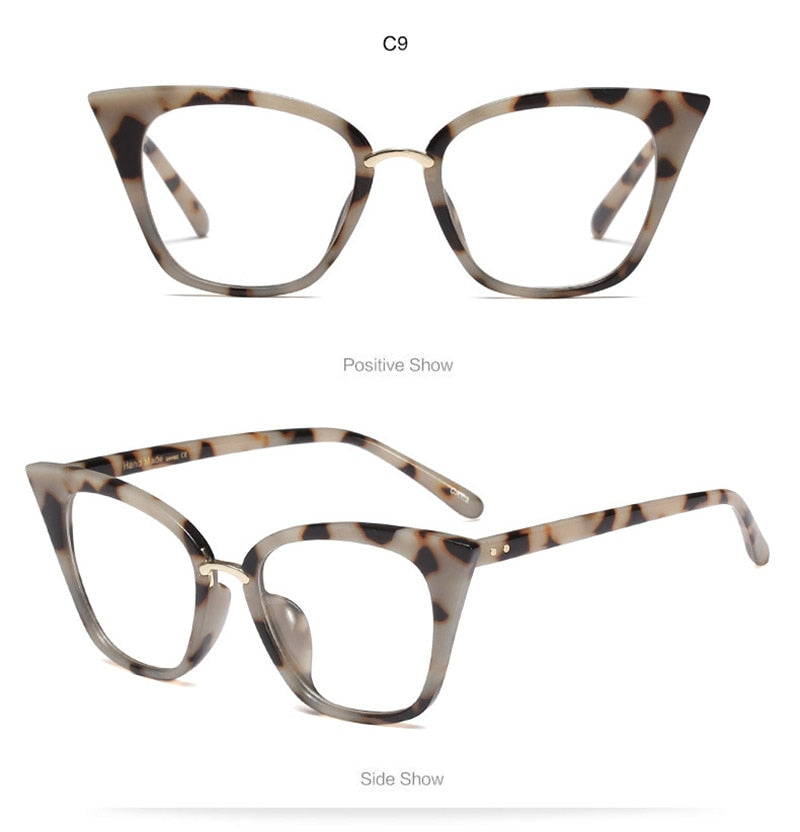 Hotony Women's Full Rim Acetate Cat Eye Frame Eyeglasses 97093 Full Rim Hotony   