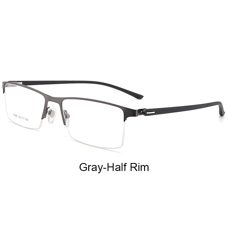 Hotochki Men's IP Electroplated Alloy Full/Semi Rim Frame Eyeglasses P9960 Semi Rim Hotochki GraySemiRim  