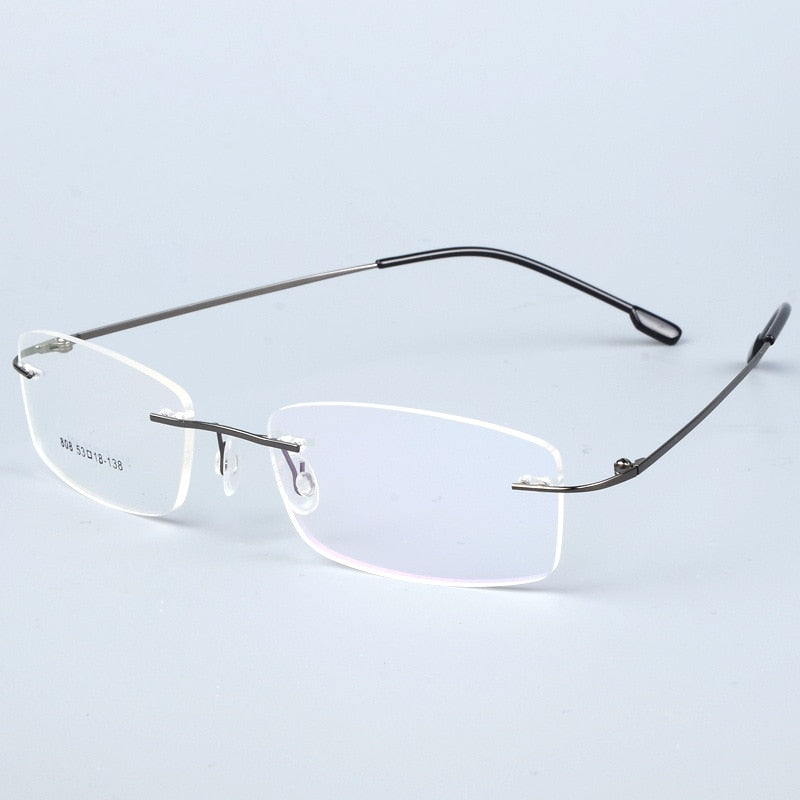 Bclear Men's Eyeglasses Titanium Alloy Rimless Ultralight Sj808 Rimless Bclear gray  