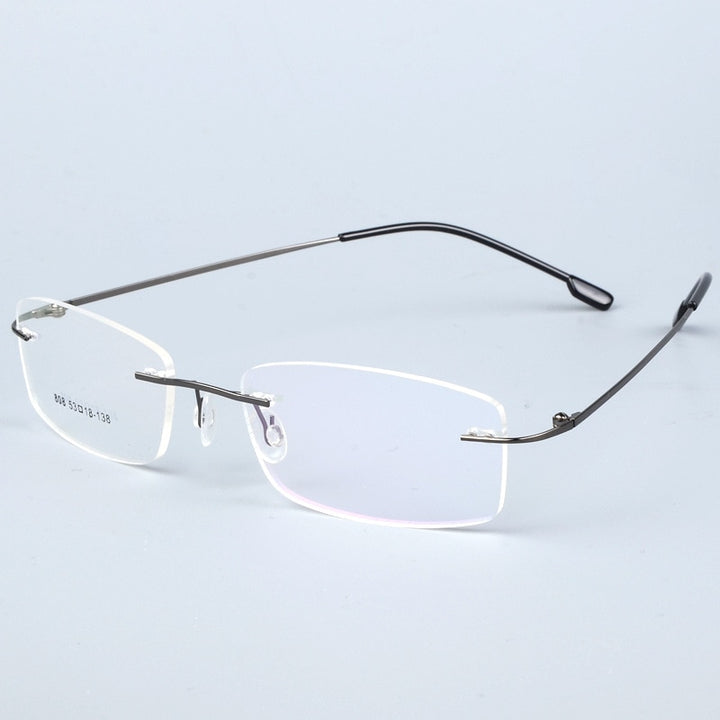 Men's Titanium Alloy Rimless Frame Eyeglasses SJ808 Rimless Bclear gray  