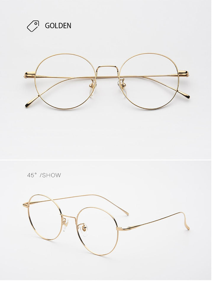 Aissuarvey Unisex Round Full Rim Titanium Frame Eyeglasses As116401 Full Rim Aissuarvey Eyeglasses Gold  