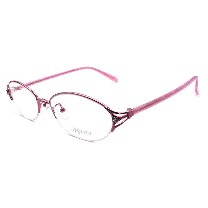Reven Jate Women's Semi Rim Oval Alloy Eyeglasses 2534 Frames Reven Jate PINK  