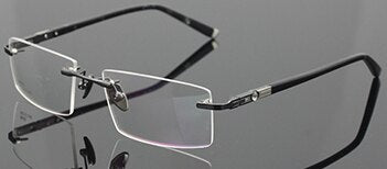 Chashma Ottica Men's Rimless Rectangle Titanium Alloy Eyeglasses 58103 Rimless Chashma Ottica Gun Gray  