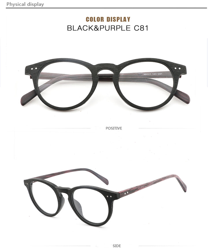 Hdcrafter Unisex Full Rim Round Wood Frame Eyeglasses Lhb030 Full Rim Hdcrafter Eyeglasses   