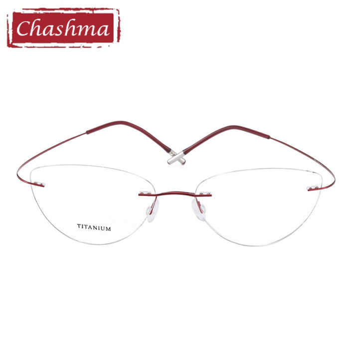 Chashma Ottica Unisex Rimless Triangle Cat Eye Tr 90 Titanium Eyeglasses 20003 Rimless Chashma Ottica   