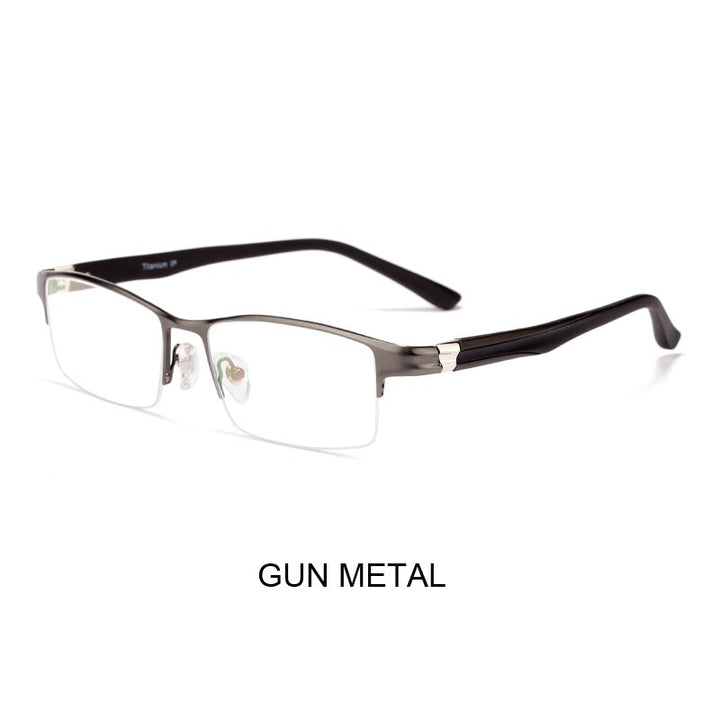 Hotony Unisex Semi Rim Rectangular Acetate Alloy Frame Eyeglasses 1801 Semi Rim Hotony gray  