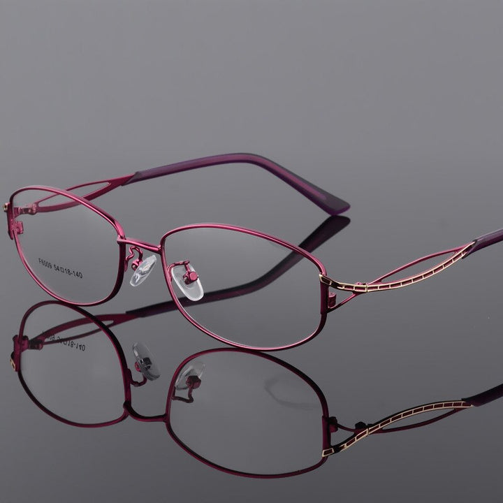 Women's Oval Full Rim Alloy Frame Eyeglasses F6009 Full Rim Bclear Purple  