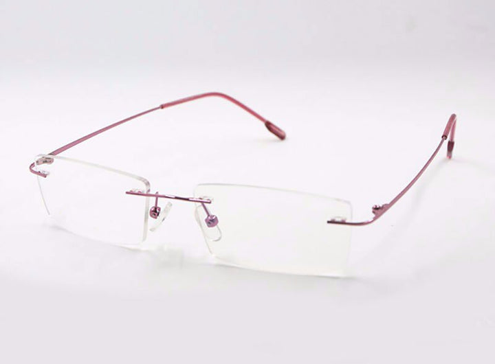 Reven Jate Titanium Memory Flexible Rimless Frame Eyeglasses Glasses For Women And Men Frame Shape Customed Rimless Reven Jate Pink  