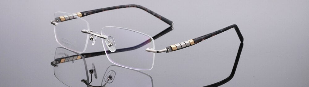Aissuarvey Men's Rimless Stainless Steel Titanium Frame Eyeglasses As10081 Rimless Aissuarvey Eyeglasses gray  