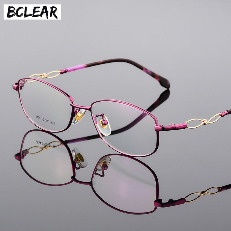 Women's Full Rim Oval Eyeglasses Alloy Frame 2854 Full Rim Bclear Purple  