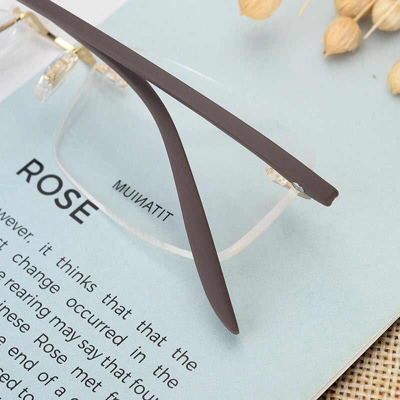 Hotony Unisex Rimless Alloy Frame Rectangle Lens Eyeglasses Rw003 Rimless Hotony   