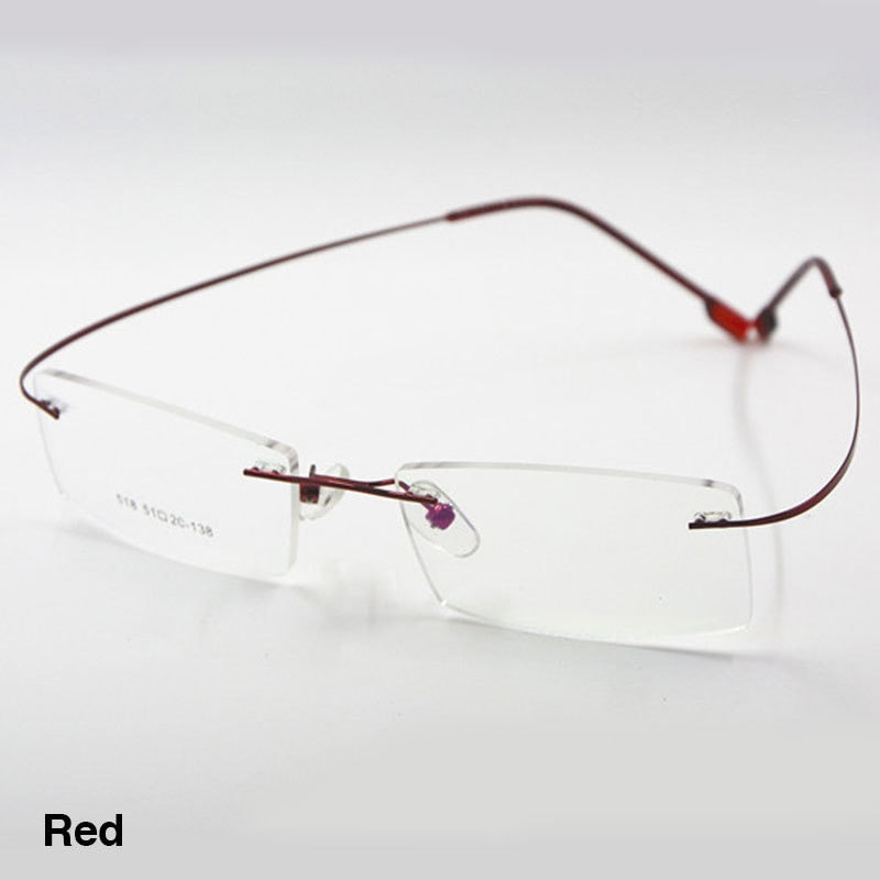Reven Jate Flexible Titanium Alloy Rimless Eyeglasses Frame For Glasses Eyewear For Women And Men Rimless Reven Jate Red  