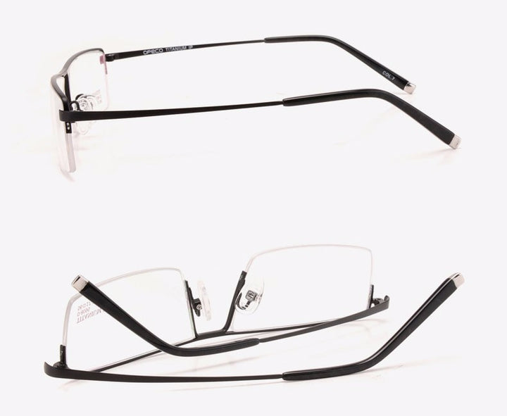 Reven Jate Men's Semi Rim Square Titanium Eyeglasses 8095 Frames Reven Jate   