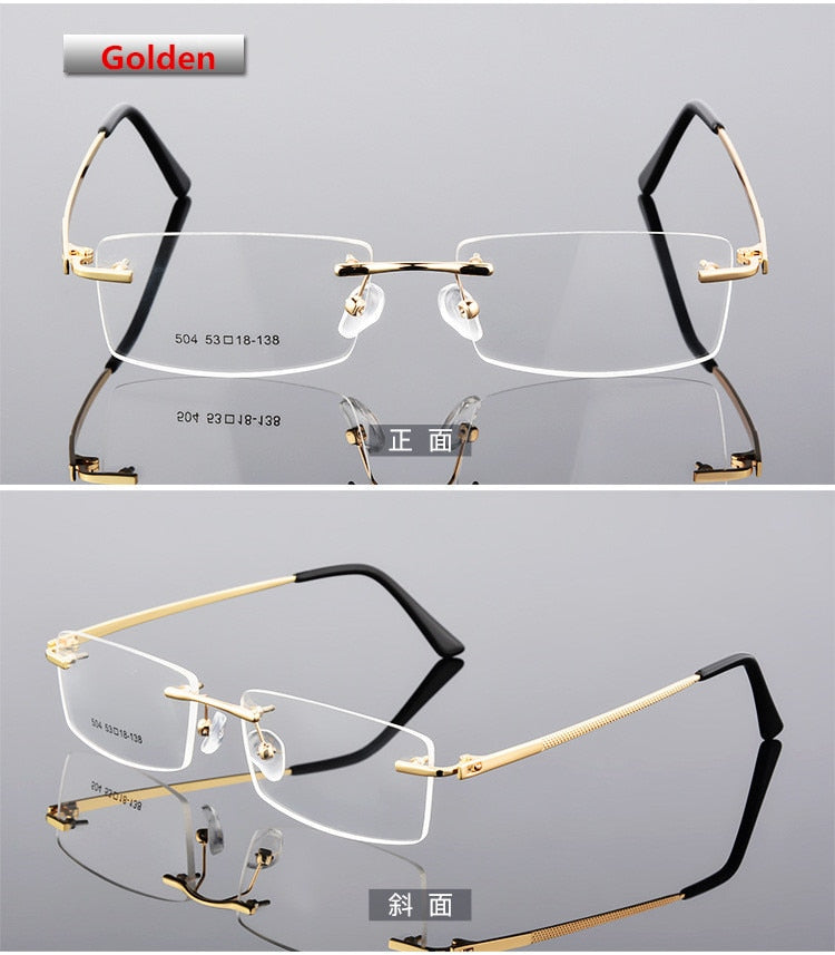 Unisex Eyeglasses Ultra-light Rimless Alloy Glasses Frame Rimless SunSliver C3 Golden  