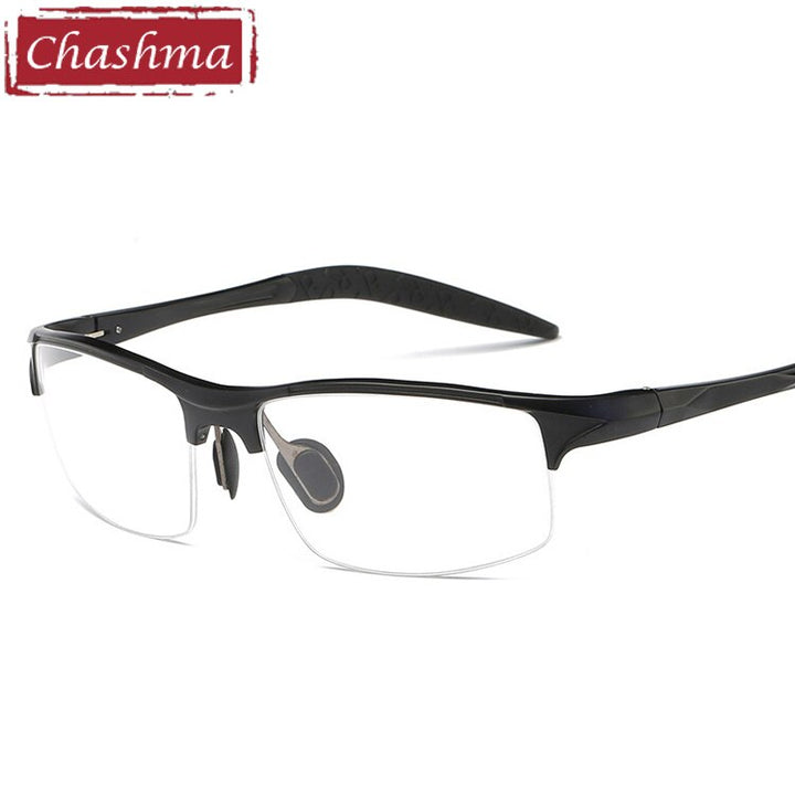 Chashma Ottica Men's Semi Rim Square Aluminum Magnesium Sport Eyeglasses Sport Eyewear Chashma Ottica Black  