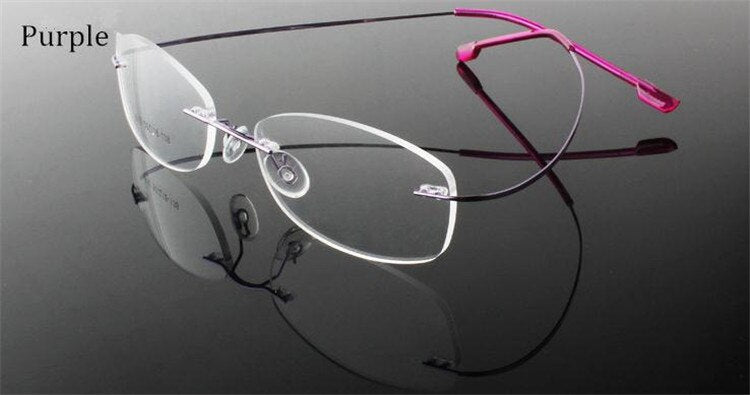 Men's Eyeglasses Rimless Titanium Alloy 772 Rimless Chashma purple  