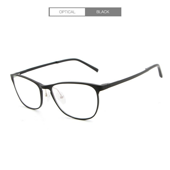 Hdcrafter Unisex Full Rim Square Aluminum Magnesium Frame Eyeglasses Lp6290 Full Rim Hdcrafter Eyeglasses BLACK  