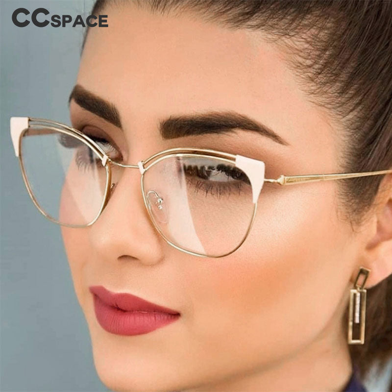 CCSpace Women's Full Rim Cat Eye Alloy Frame Eyeglasses 45892 Full Rim CCspace   