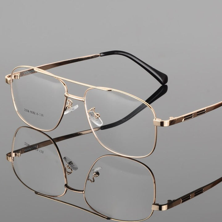 Unisex Alloy Frame Full Rim Eyeglasses 2256 Full Rim Bclear Gold  