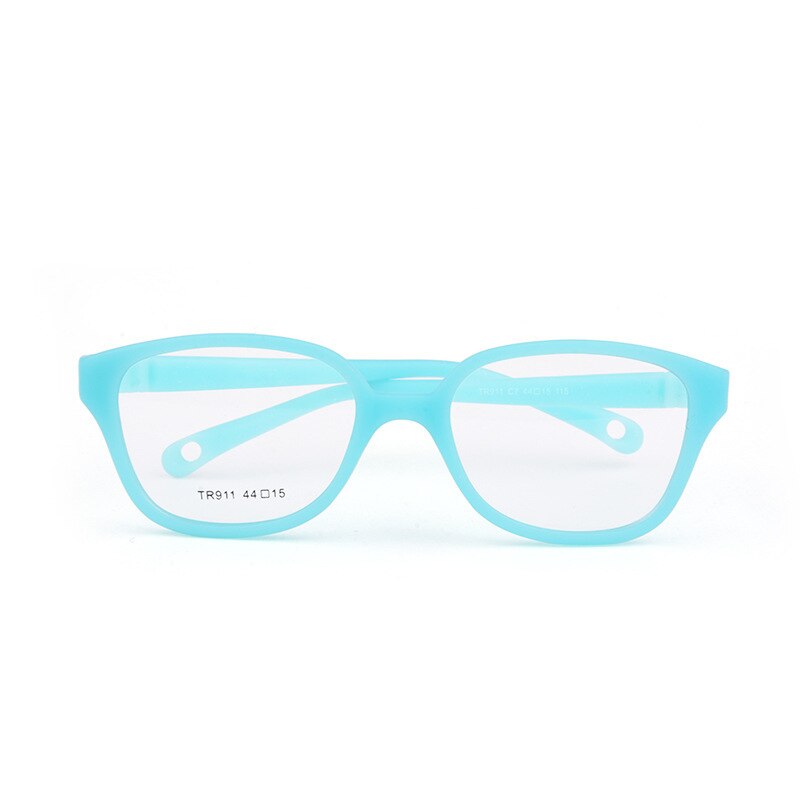Unisex Children's Plastic Titanium Round Frame Eyeglasses Tr911 Frame Brightzone C7 cyan  
