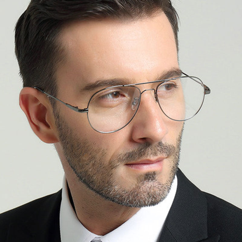 Reven Jate Unisex Full Rim Double Bridge Oval Alloy Titanium Eyeglasses 3028 Full Rim Reven Jate   