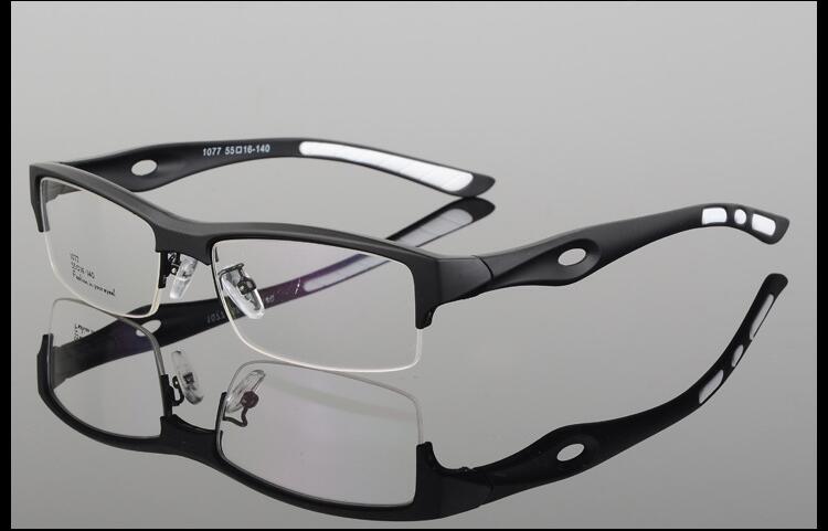Men's Eyeglasses Comfortable Tr90 Half Frame Square Sports 1077 Sport Eyewear Bclear black  