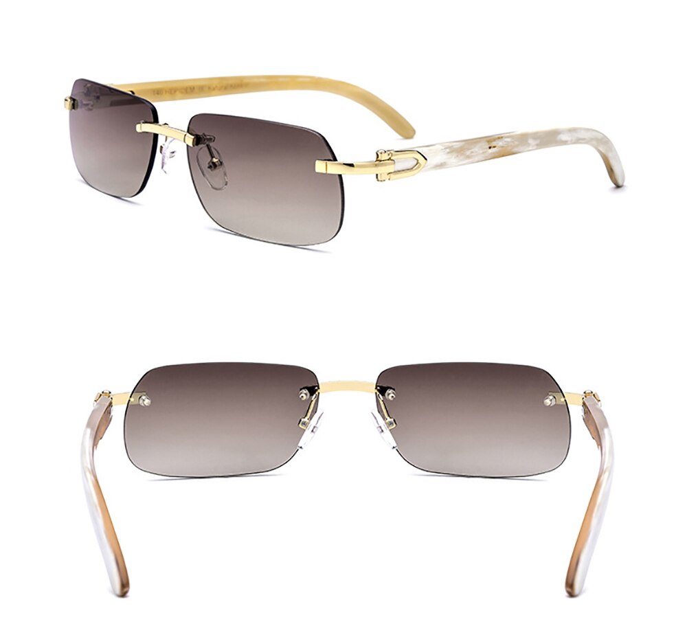 Aissuarvey Men's Rimless Rectangle Alloy Frame Horn Temple Polarized Sunglasses As183008161 Sunglasses Aissuarvey Sunglasses Auburn  
